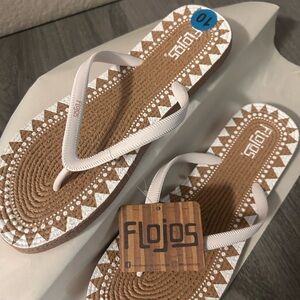 Flojos Tan and White Sandals